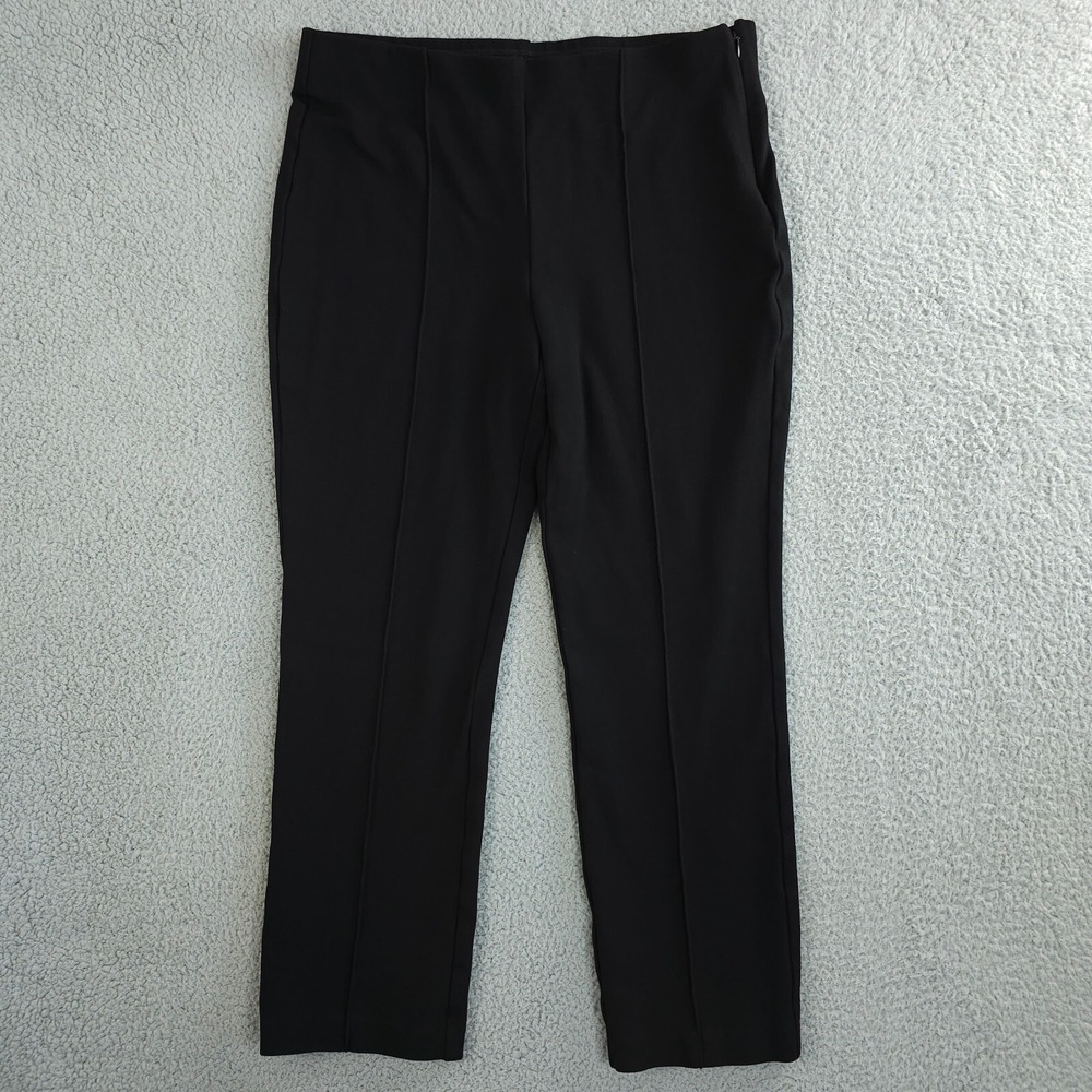 Chicos Pants Womens 1 Short US 8 Black Lindy Side Zip Ponte Elastic Waist Career